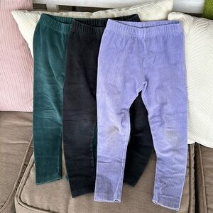 3 Pairs Hanna Andersson Ribbed Velour Leggings 120 6-7